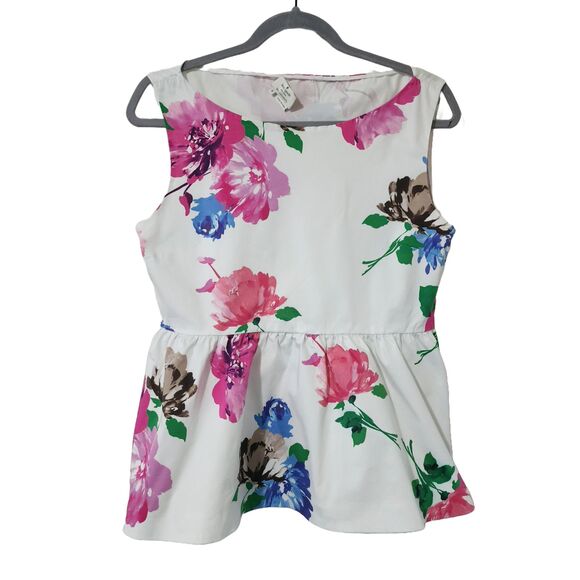 kate spade new york Tops - Kate Spade New York "Blooms" Stretch Cotton Peplum Top Size 8 Floral